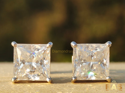 Princess Cut Moissanite Studs