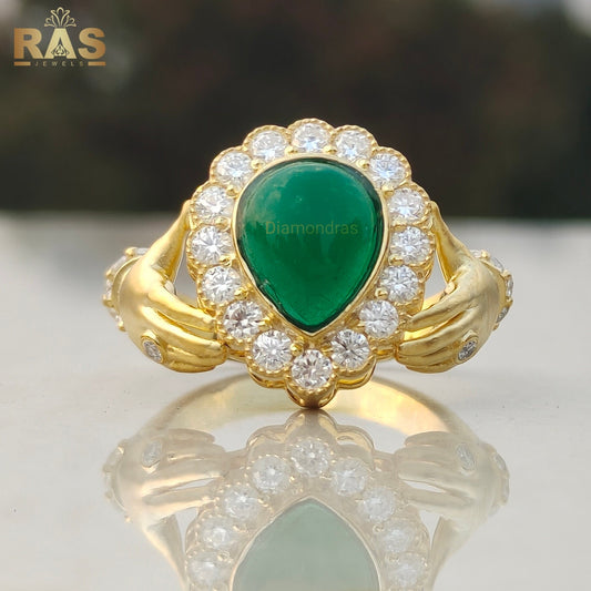 Green Pear Cut Ring